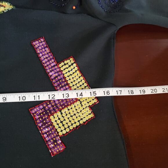 Vtg Liz Claiborne Embellished Sequin Beaded Wool Blend Dress Size SP Artsy Party - Picture 12 of 14